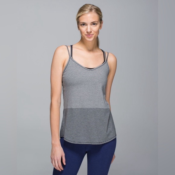 LULULEMON Breezy Tank in Divided Stripe Heathered Light to Dark Grey / Slate 2 - Picture 2 of 14